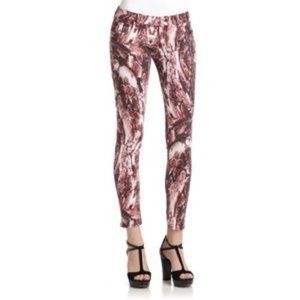 ROMEO  & JULIET Couture ABSTRACT Burgundy SLIM Stretch Denim SKINNY